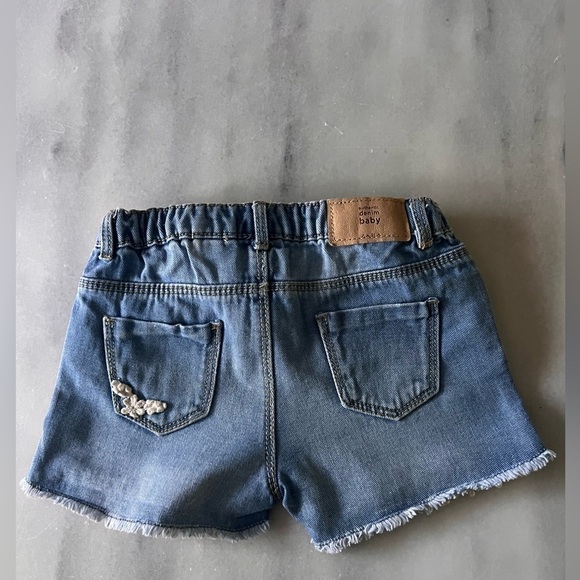 ZARA baby Denim Shorts with Frayed Edges and Lace Trim - Size 9-12 Months - Picture 6 of 10